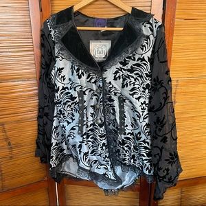 Romantic Silver and Black Velvet Top